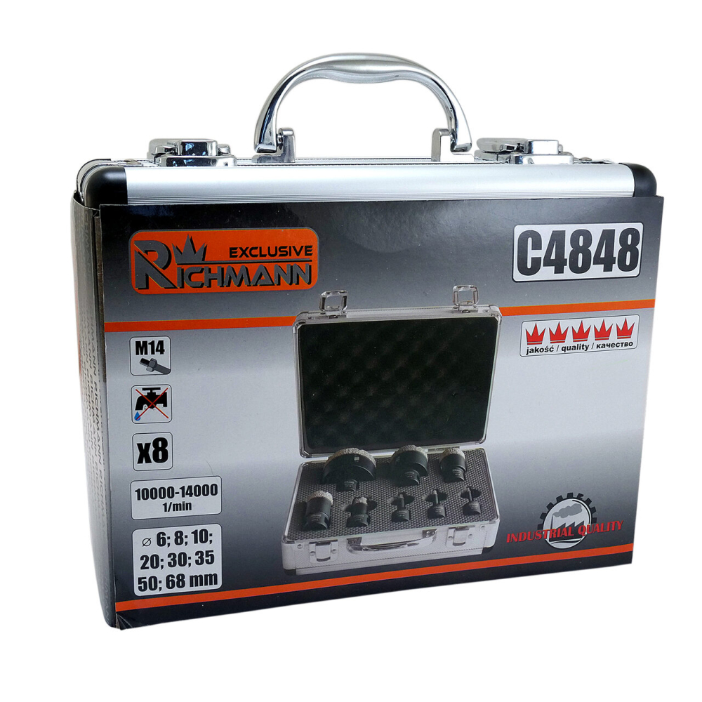 Carote diamantate, vacuum brazed, M14, set 8 buc, 6-68 mm, Richmann Exclusive [6]