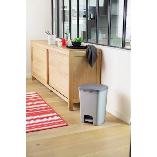 Cos de gunoi cu pedala, plastic, gri, 20 L, 30.3x29.4x42.8 cm, Curver [4]