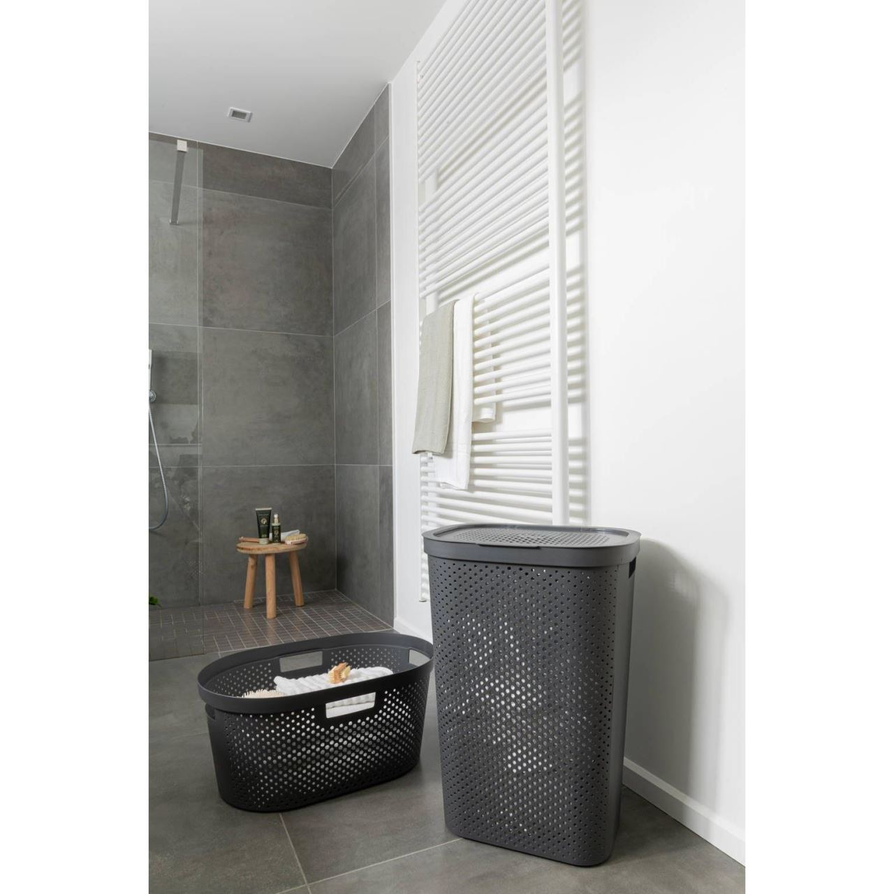 Cos rufe, 2 manere, capac, plastic, antracit, 60 L, 44x35x60 cm, Infinity Recycled, Curver [2]