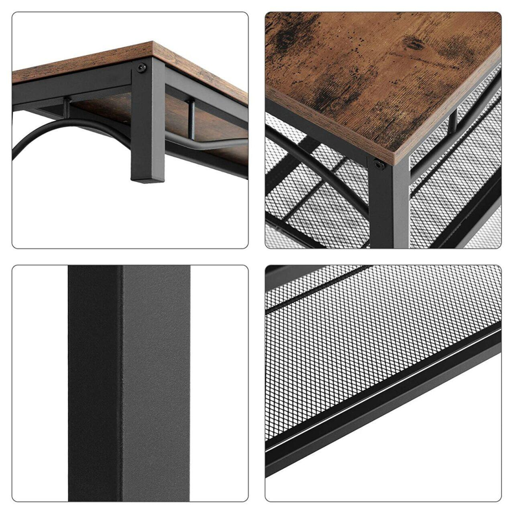 Cuier cu 2 rafturi pentru incaltaminte, Vasagle, banca, pal si metal, negru, 80x30x178.5 cm [2]