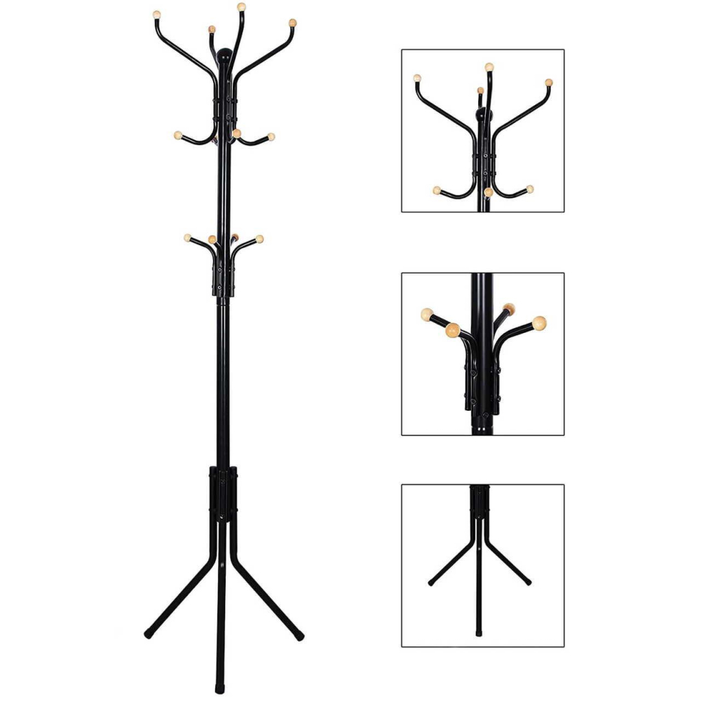 Cuier, Songmics, 12 carlige, metal, negru, 44x44x182 cm [4]