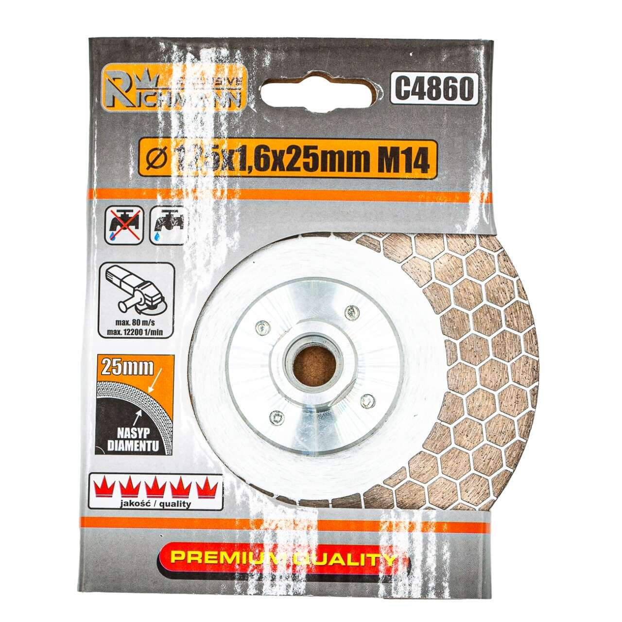 Disc diamantat 2 in 1, placi ceramice, taiere umeda si uscata, slefuire, M14, 125x25x1.6 mm, Richmann Exclusive [3]