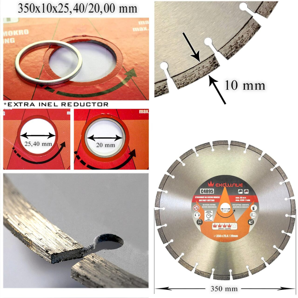 Disc diamantat, beton, taiere umeda si uscata, 350 mm/25.4 mm, Richmann Exclusive [3]