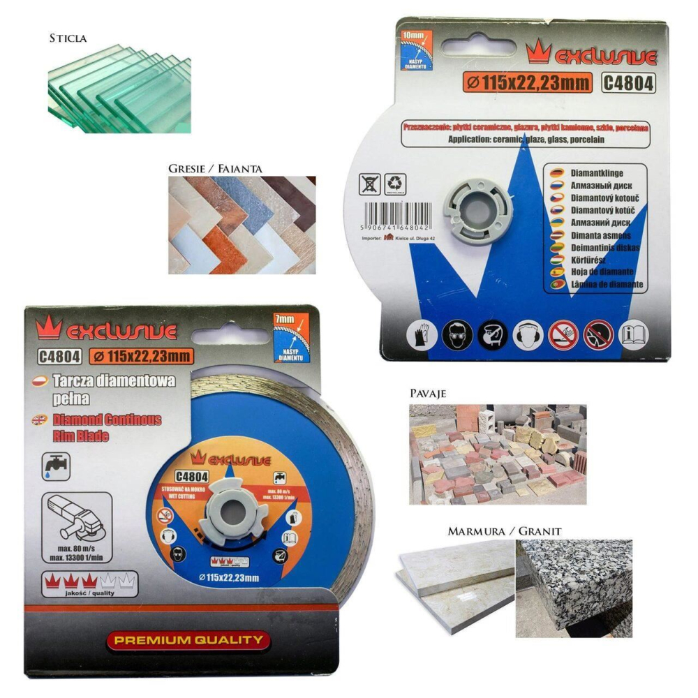 Disc diamantat continuu, ceramica, taiere umeda, 115 mm/22.23 mm, Richmann [2]