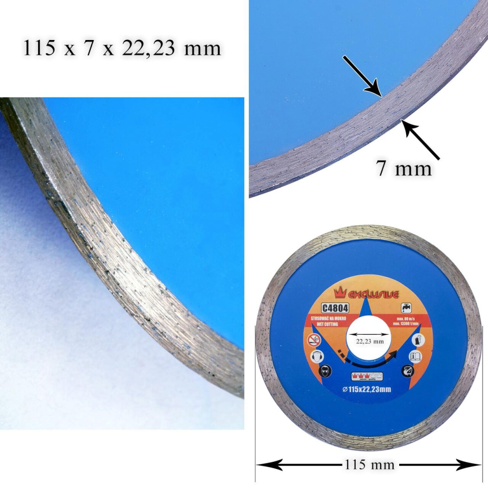 Disc diamantat continuu, ceramica, taiere umeda, 115 mm/22.23 mm, Richmann [3]