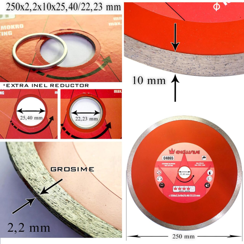 Disc diamantat continuu, ceramica, taiere umeda, 250 mm/25.4 mm, Richmann Exclusive [3]