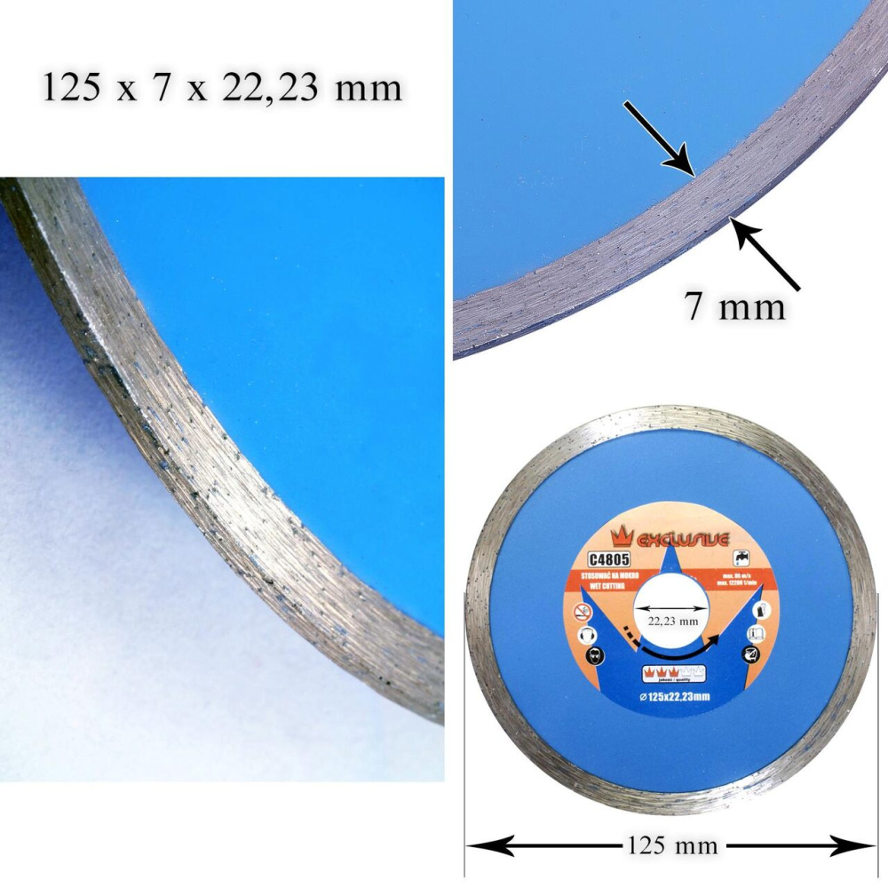 Disc diamantat continuu, placi ceramice, taiere umeda, 125 mm/22.23 mm, Richmann [3]