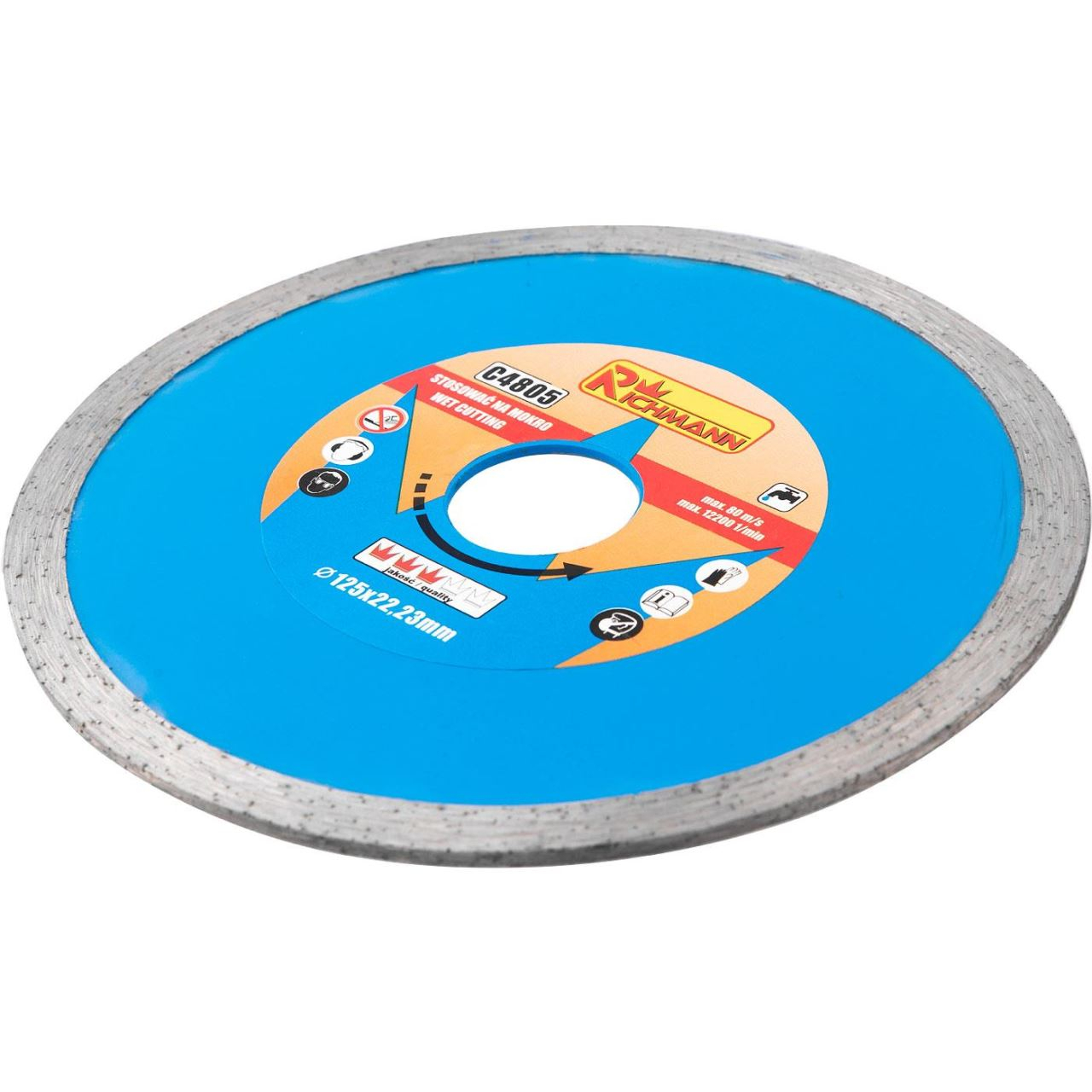 Disc diamantat continuu, placi ceramice, taiere umeda, 125 mm/22.23 mm, Richmann [5]