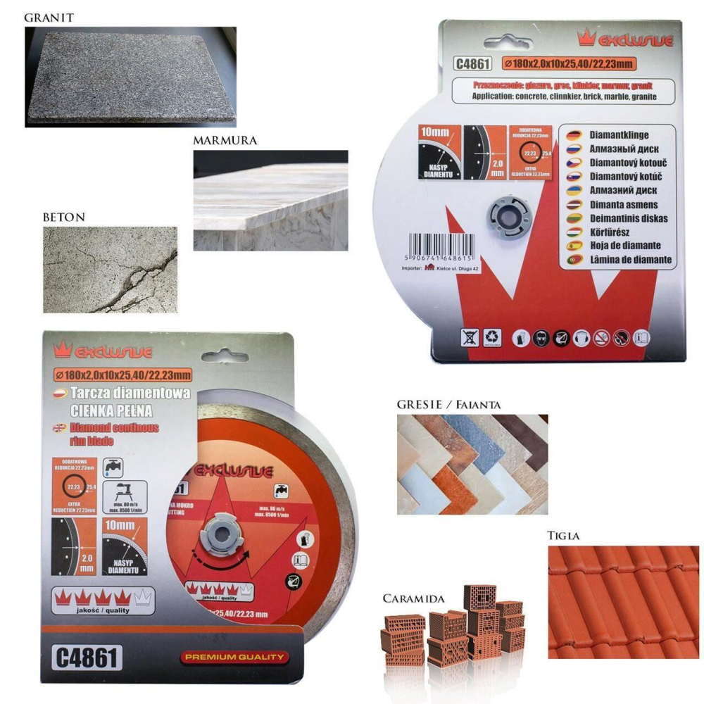 Disc diamantat continuu, placi ceramice, taiere umeda,180 mm/25.4 mm, Richmann Exclusive [2]