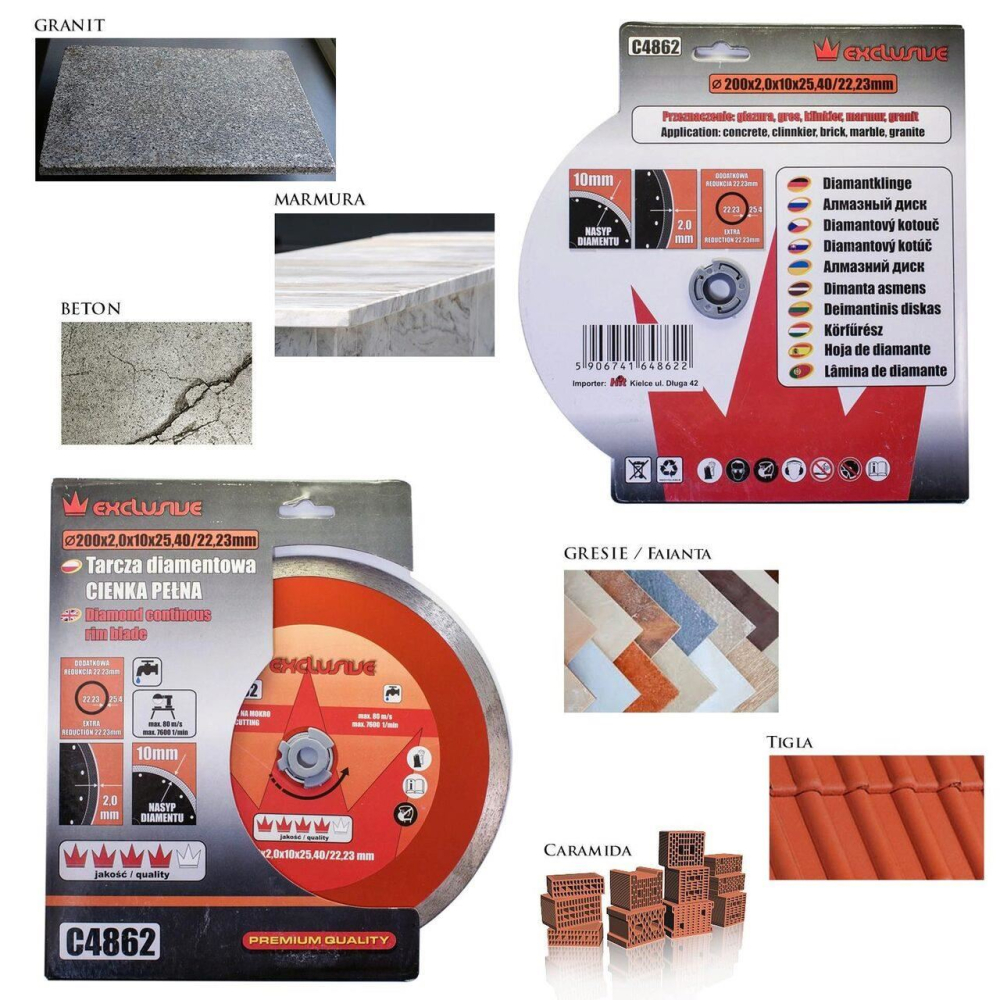 Disc diamantat continuu, placi ceramice, taiere umeda, 200 mm/25.4 mm, Richmann Exclusive [2]