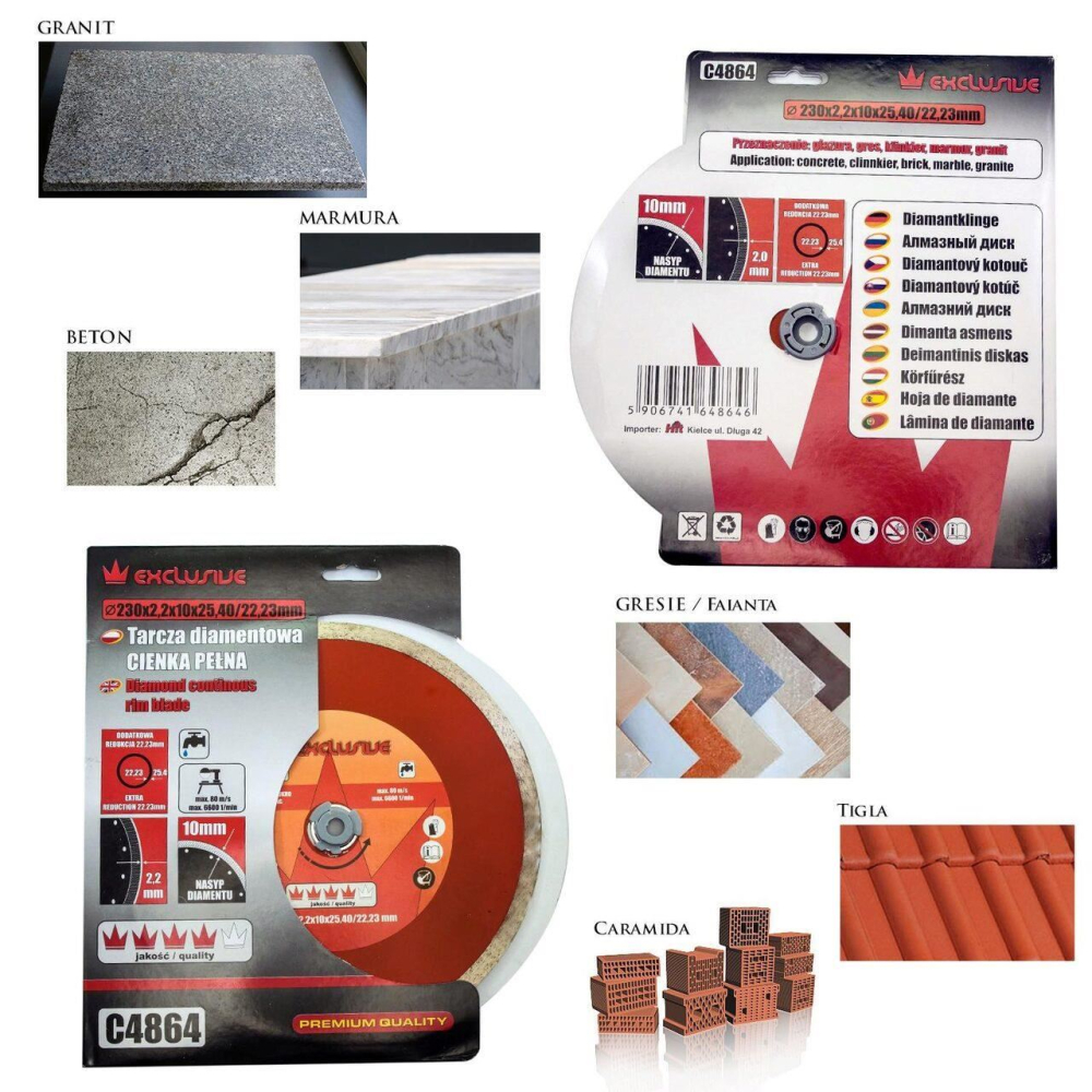 Disc diamantat continuu, placi ceramice, taiere umeda, 230 mm/25.4 mm, Richmann Exclusive [2]
