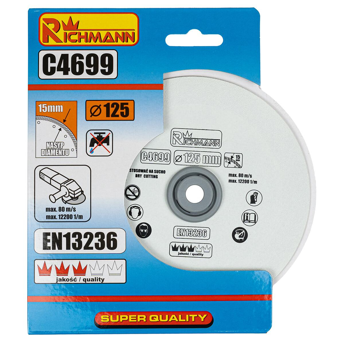 Disc diamantat pentru sticla, taiere uscata, 125x22.23 mm, Richmann [2]