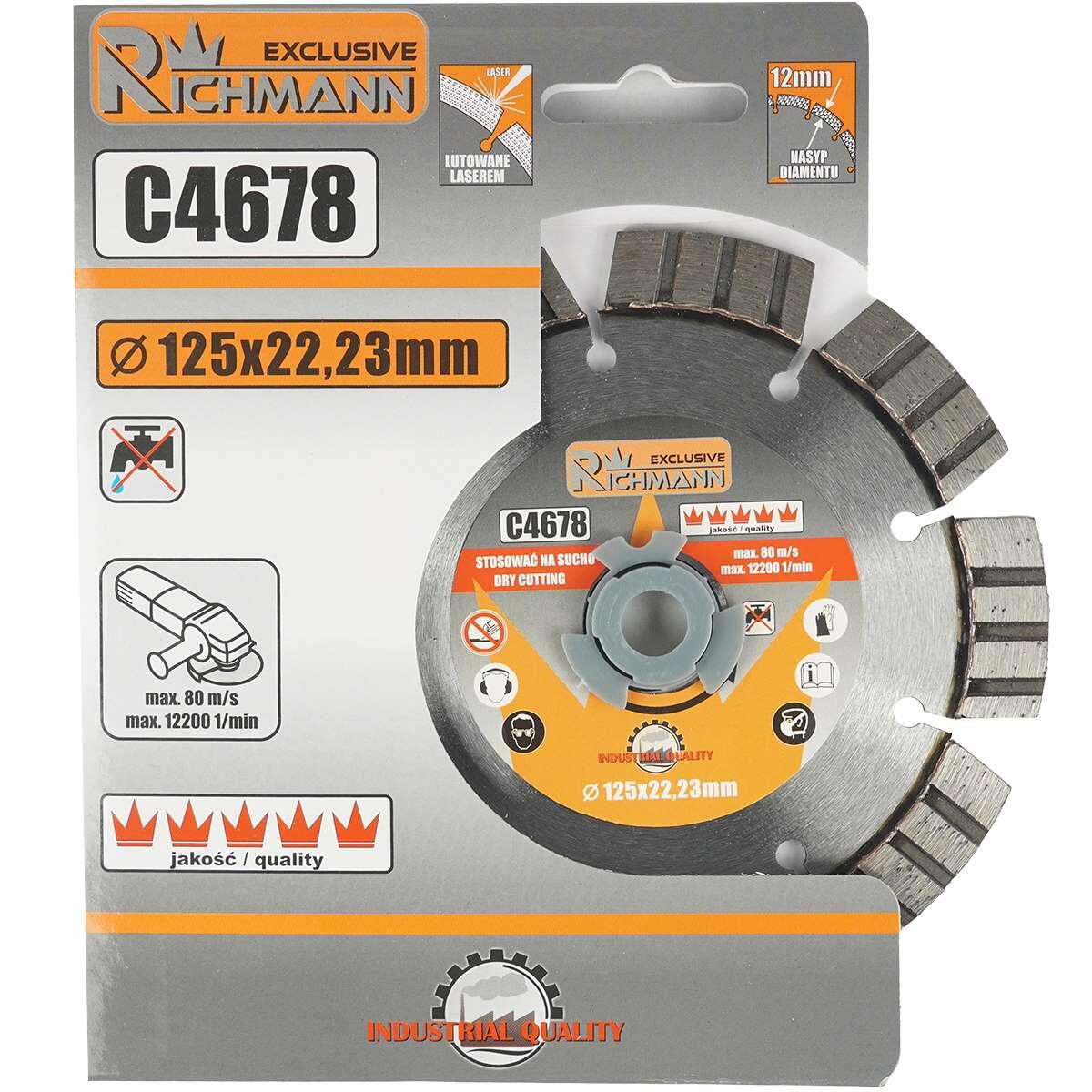 Disc diamantat segmentat, beton armat, caramida, taiere uscata, 125 mm/22.23 mm, Richmann Exclusive [2]