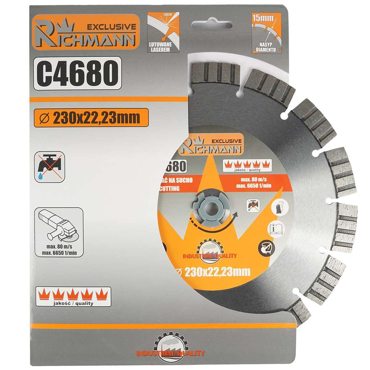Disc diamantat segmentat, beton armat, caramida, taiere uscata, 230 mm/22.23 mm, Richmann Exclusive [2]