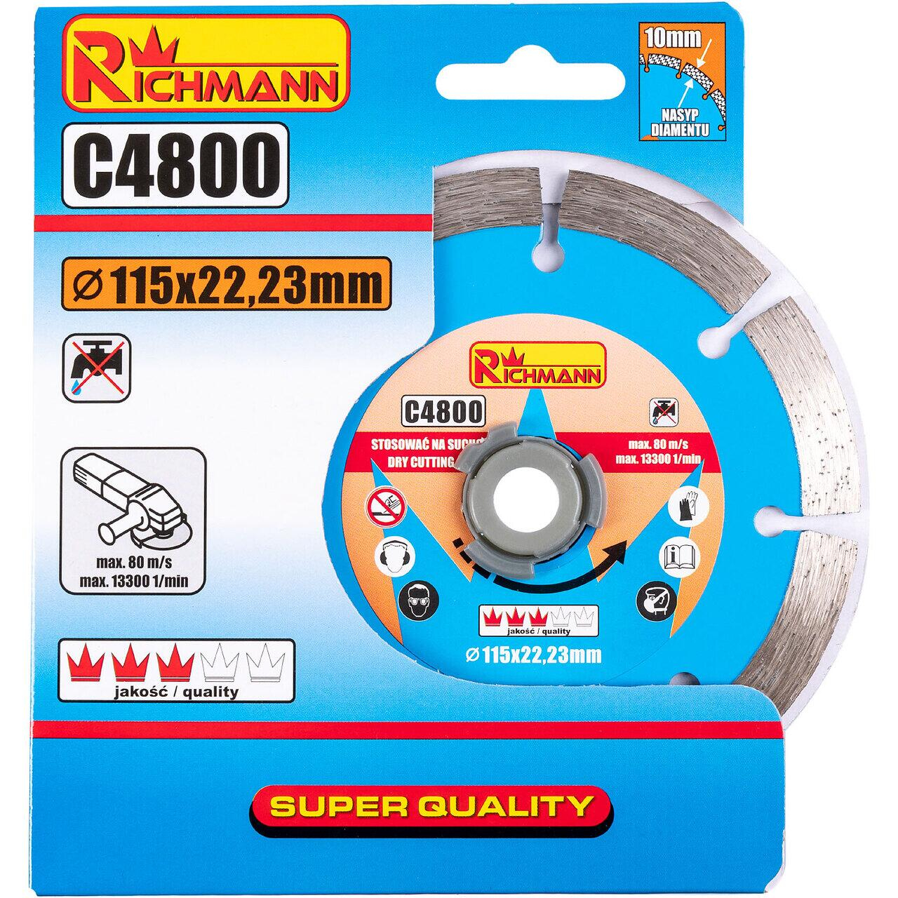 Disc diamantat segmentat, beton, taiere uscata, 115 mm/22.23 mm, Richmann  [2]