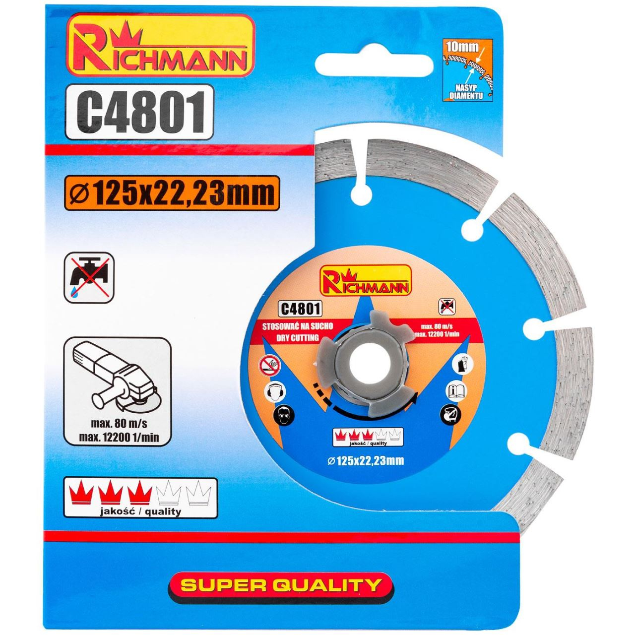 Disc diamantat segmentat, beton, taiere uscata, 125 mm/22.23 mm, Richmann  [4]