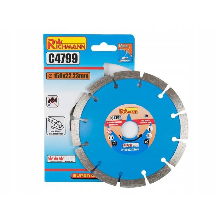 Disc diamantat segmentat, beton, taiere uscata,150 mm/22.23 mm, Richmann  [2]