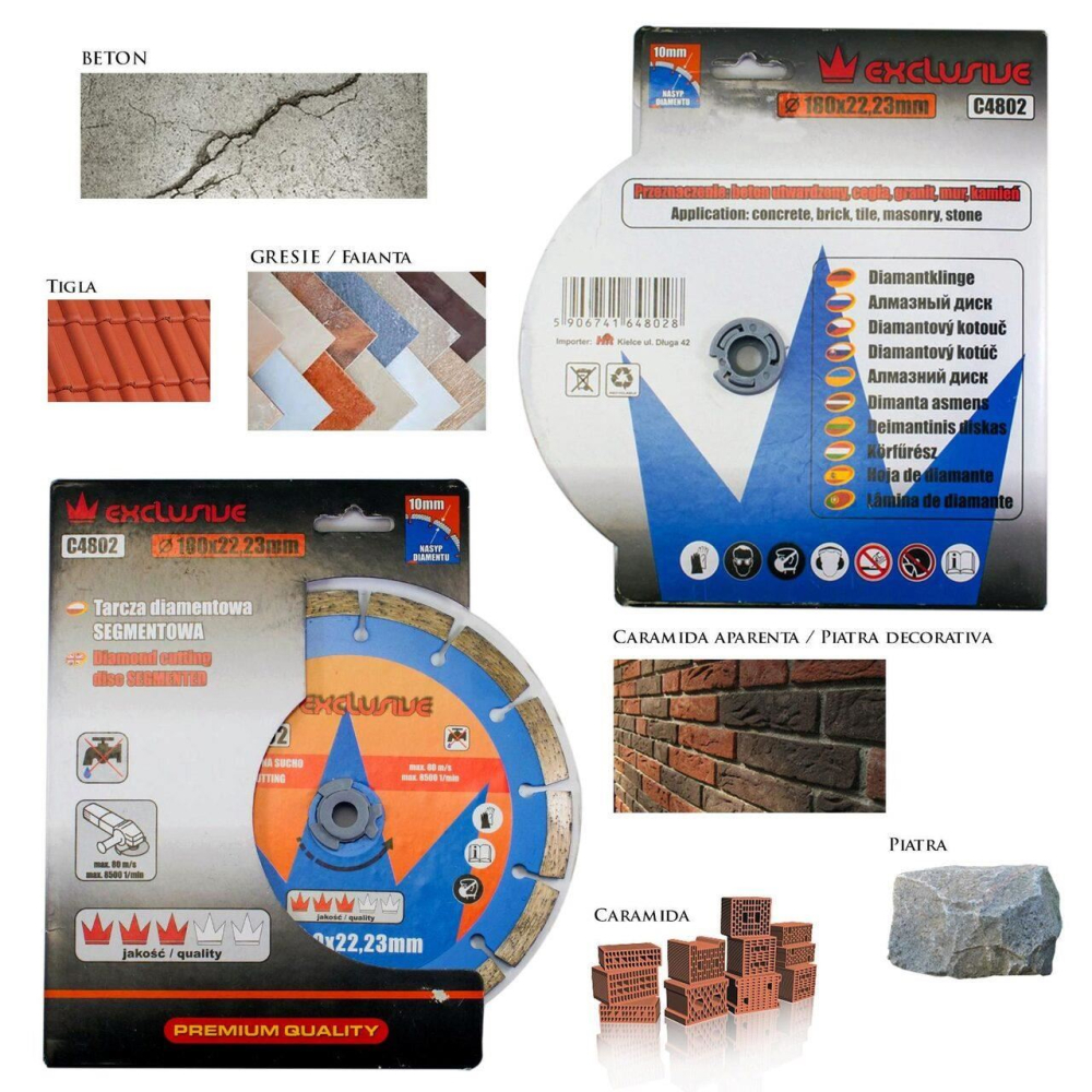 Disc diamantat segmentat, beton, taiere uscata, 180 mm/22.23 mm, Richmann  [2]