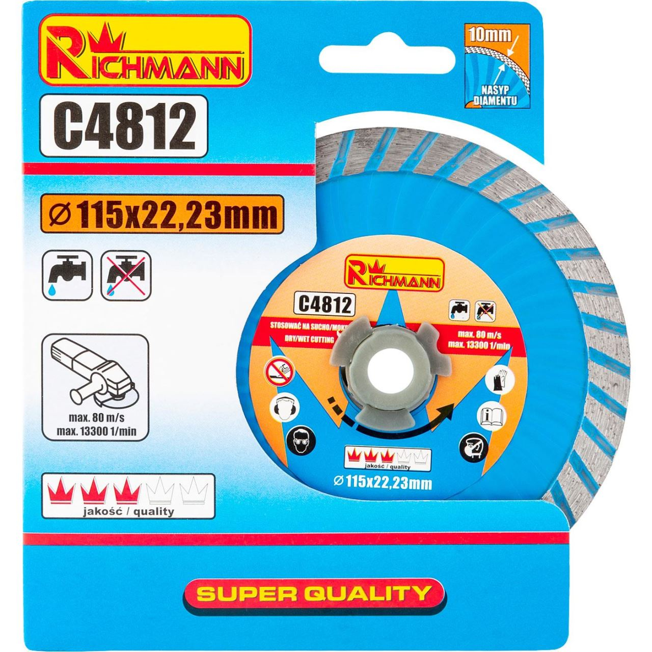 Disc diamantat super turbo, beton, taiere rapida umeda si uscata, 115 mm/22.23 mm, Richmann  [4]