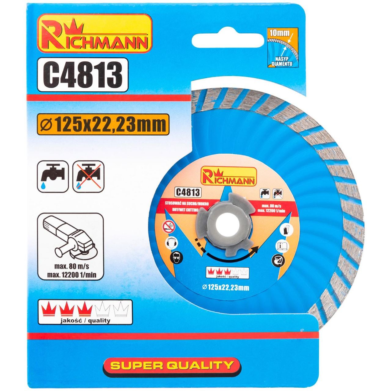 Disc diamantat super turbo, beton, taiere rapida umeda si uscata, 125 mm/22.23 mm, Richmann [4]