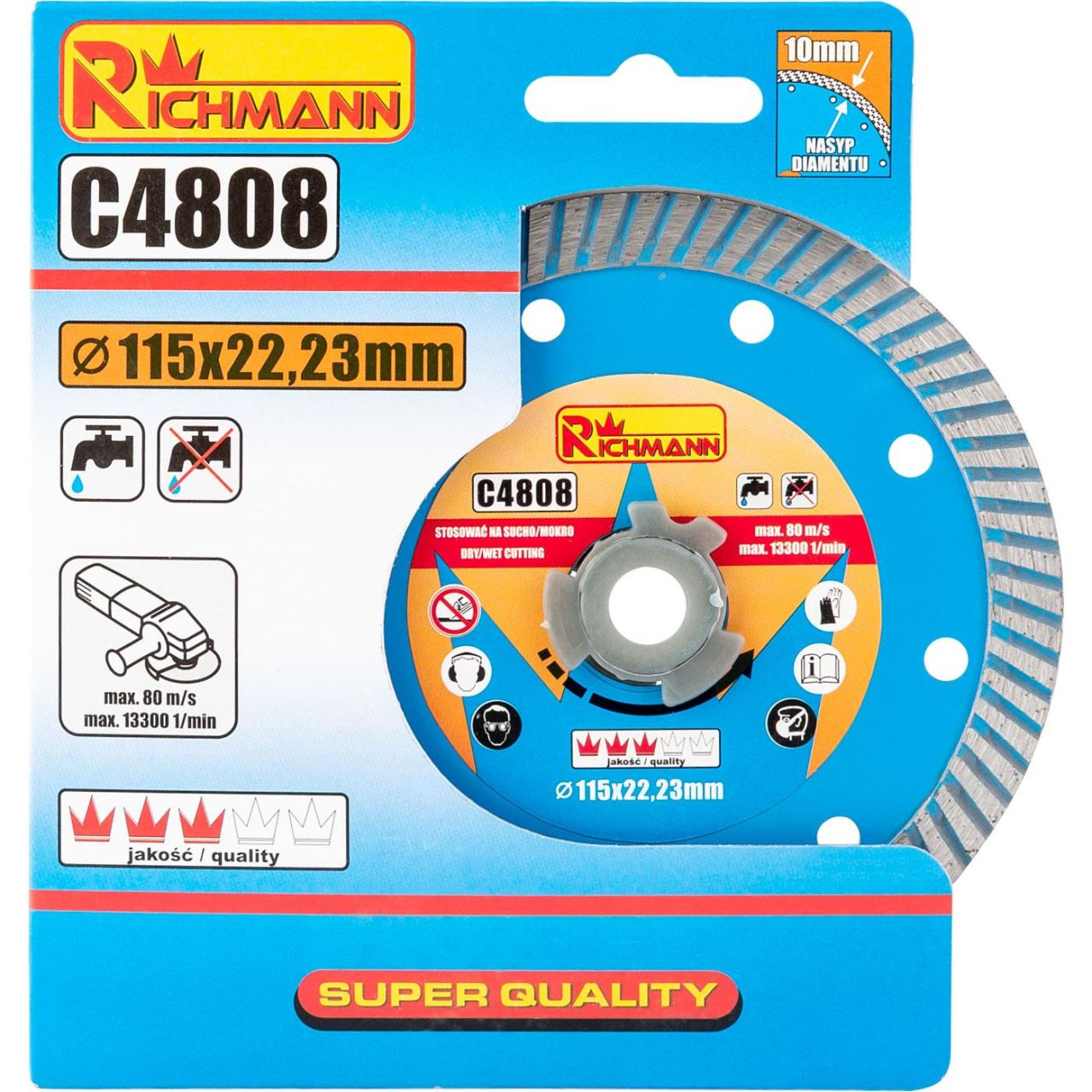Disc diamantat turbo, beton, taiere umeda si uscata, 115 mm/22.23 mm, Richmann [4]
