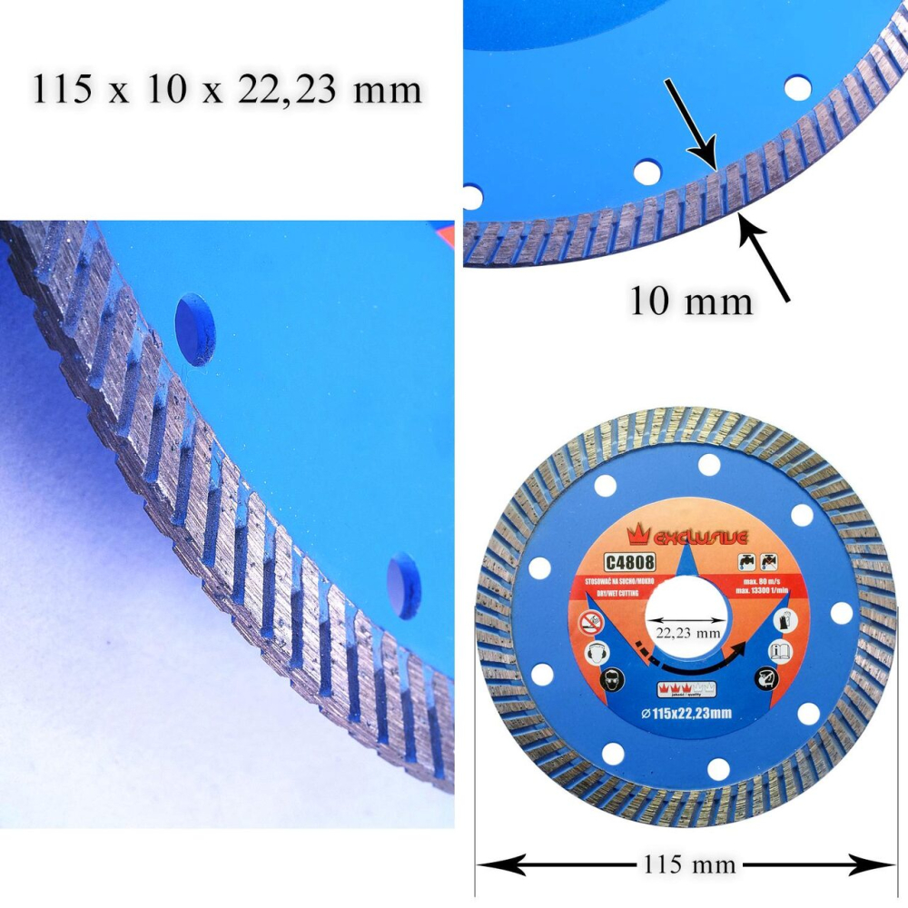 Disc diamantat turbo, beton, taiere umeda si uscata, 115 mm/22.23 mm, Richmann [3]