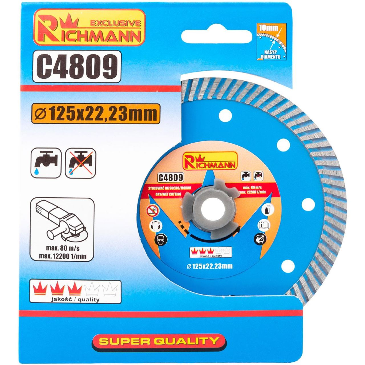 Disc diamantat turbo, beton, taiere umeda si uscata, 125 mm/22.23 mm, Richmann [4]