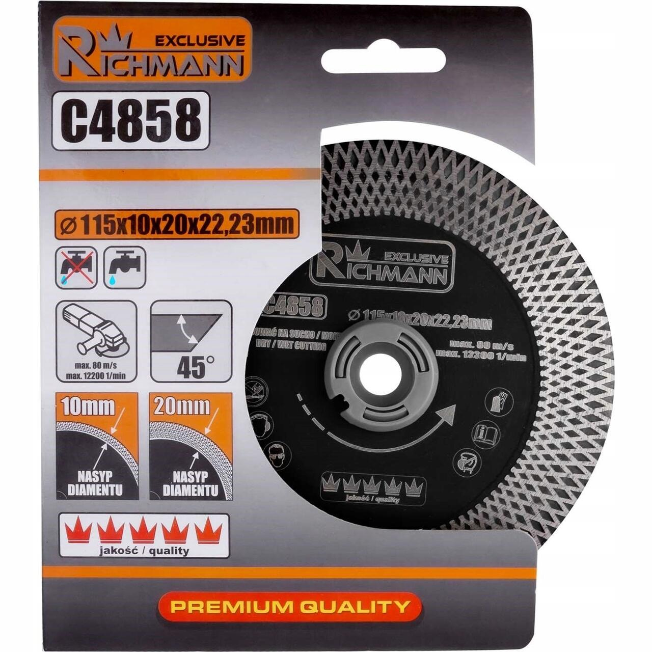 Disc diamantat turbo, dublu segmetat, placi ceramice, taiere umeda si uscata, 115 mm/22.23 mm, Richmann Exclusive [2]