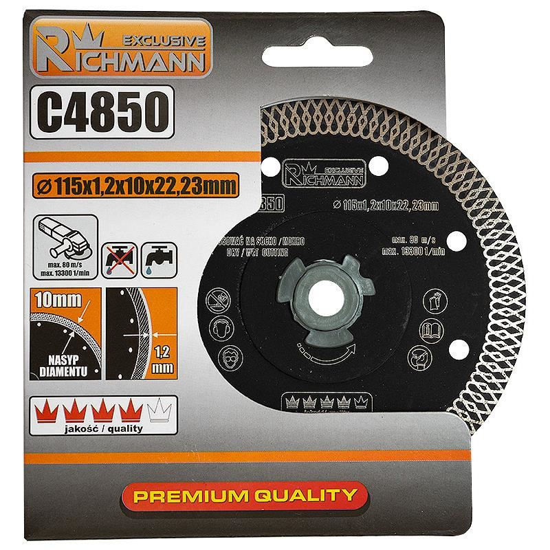 Disc diamantat turbo subtire, placi ceramice, taiere umeda si uscata, 115 mm/22.23 mm, Richmann Exclusive [5]