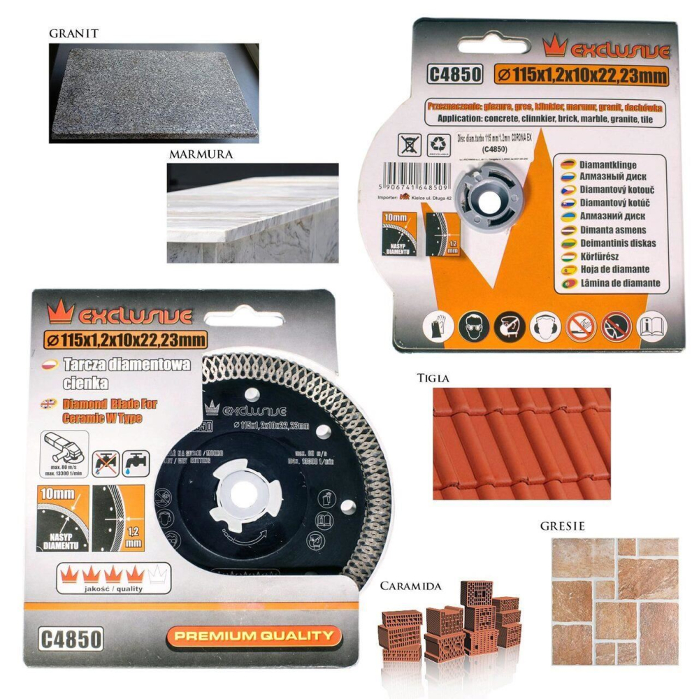 Disc diamantat turbo subtire, placi ceramice, taiere umeda si uscata, 115 mm/22.23 mm, Richmann Exclusive [2]