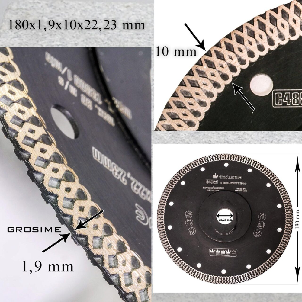 Disc diamantat turbo subtire, placi ceramice, taiere umeda si uscata, 180 mm/22.23 mm, Richmann Exclusive [3]