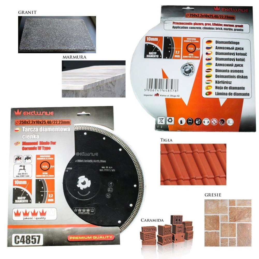 Disc diamantat turbo subtire, placi ceramice, taiere umeda si uscata, 250 mm/25.4 mm, Richmann Exclusive [2]