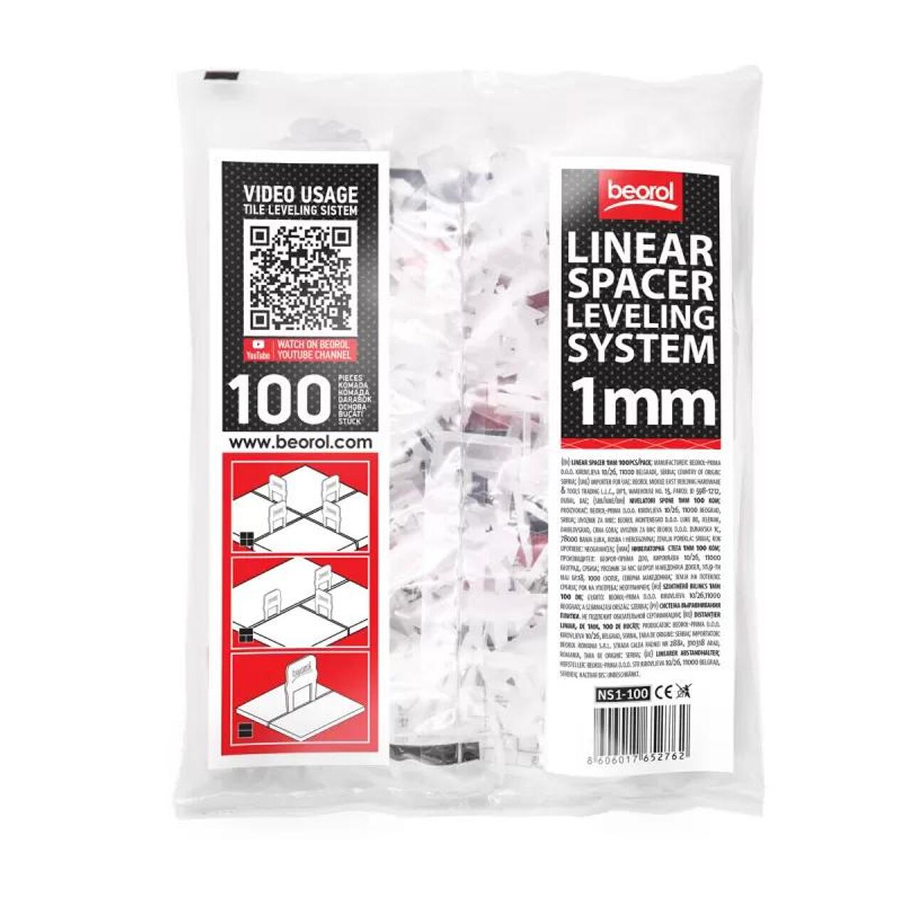 Distantiere pentru nivelare si aliniere a placilor ceramice, 100 buc, 1 mm, Beorol [4]