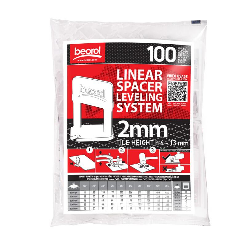 Distantiere pentru nivelare si aliniere a placilor ceramice, 100 buc, 2 mm, Beorol [3]