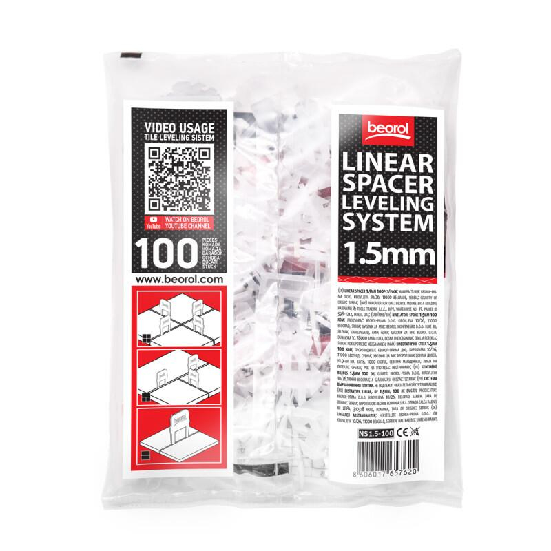 Distantiere pentru nivelare si aliniere a placilor ceramice, Beorol, 100 buc, 1.5 mm [4]