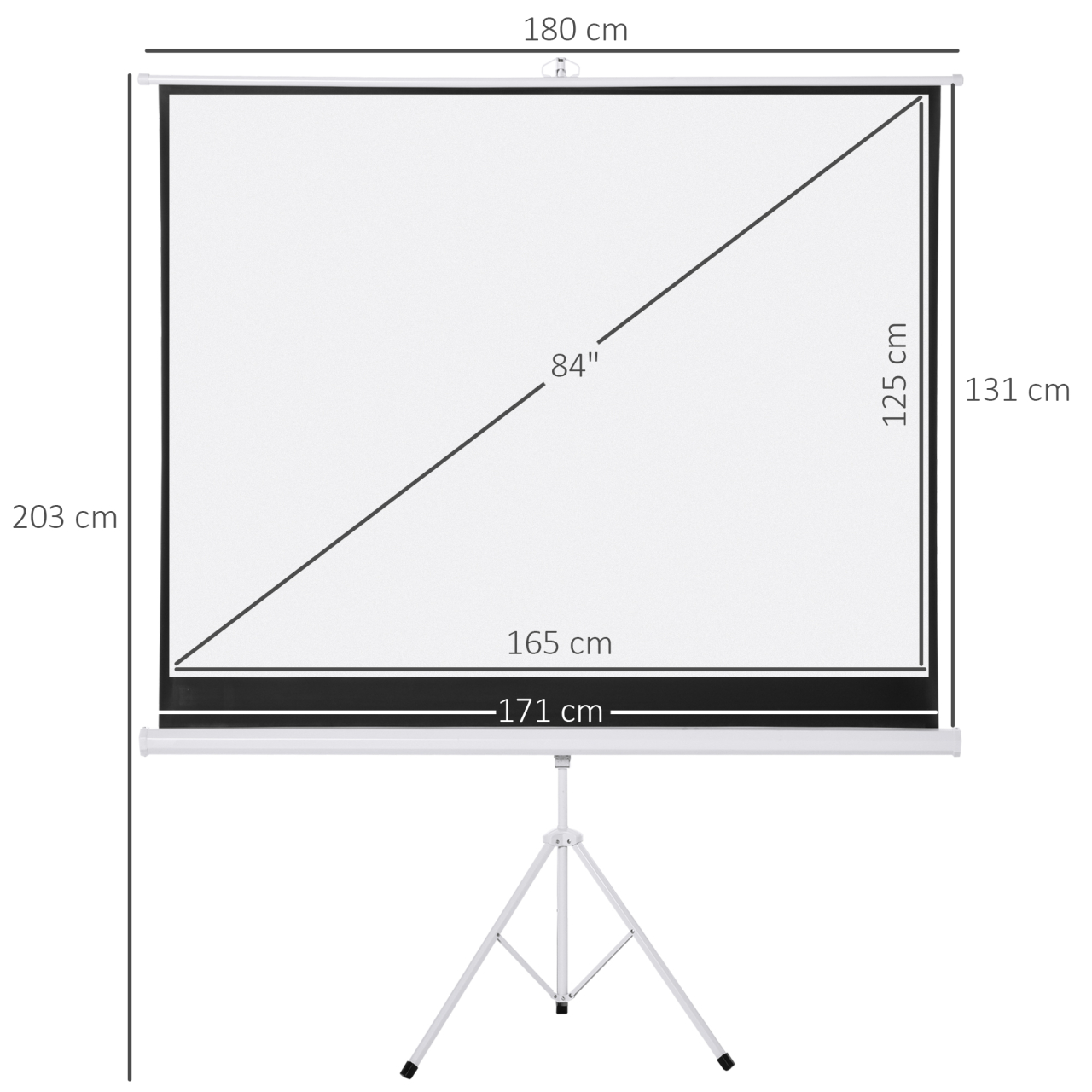 Ecran de Proiecție 84 inch cu Stativ, Suprafață de Proiecție 4:3, Pliabil și Reglabil pe Înălțime, 171x128 cm, Alb [3]