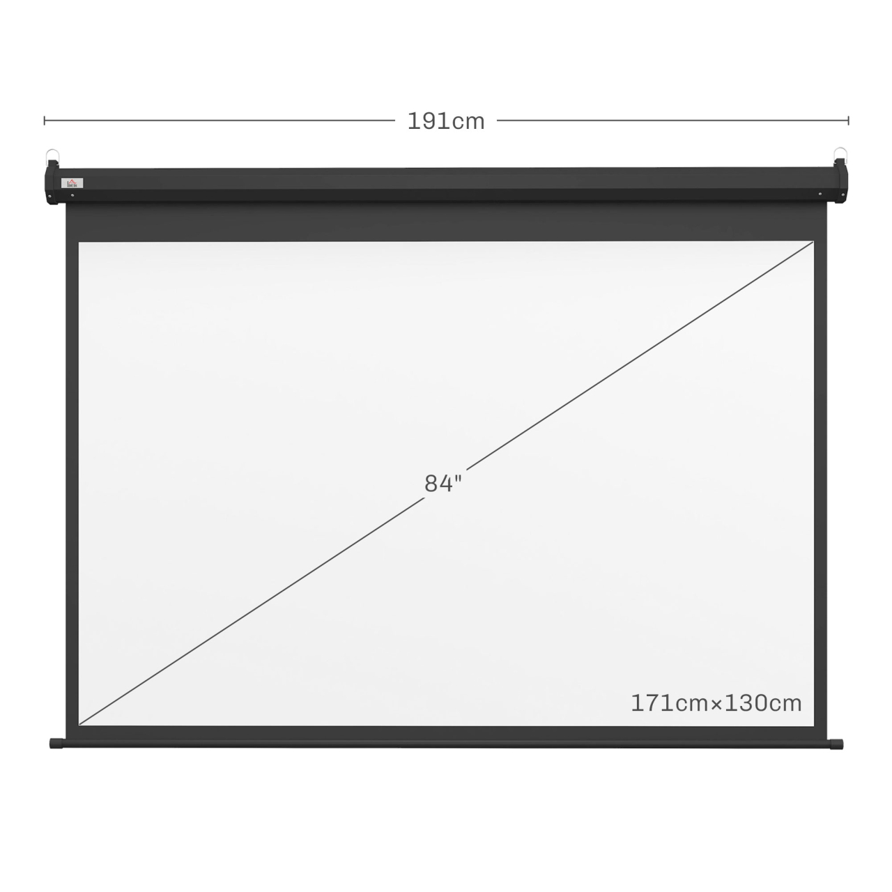 Ecran pentru Proiector 89" Format 4:3 Reglabil cu Telecomandă, 171x130cm, Negru [3]