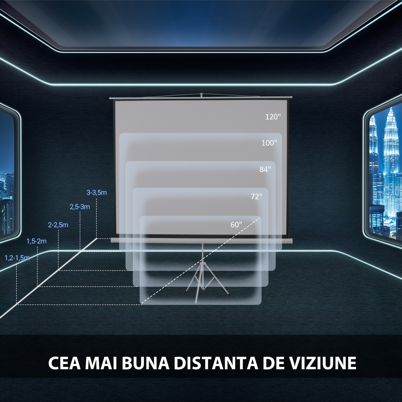 Ecran Proiectie 100" - Format 4:3 cu Trepied [7]