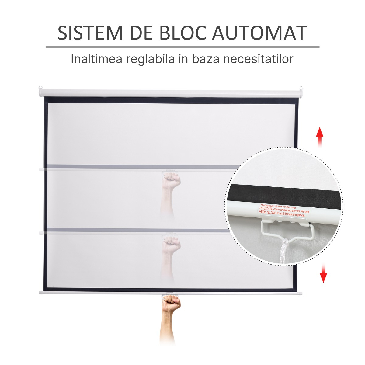 Ecran Proiectie 100" - Montaj Perete, 203×152 cm [4]