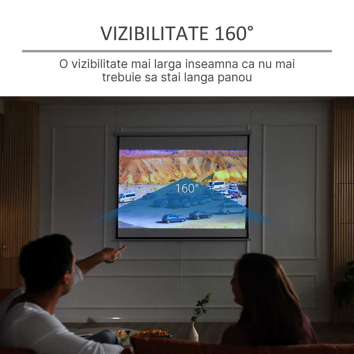 Ecran Proiectie 100" - Montaj Perete, 203×152 cm [5]