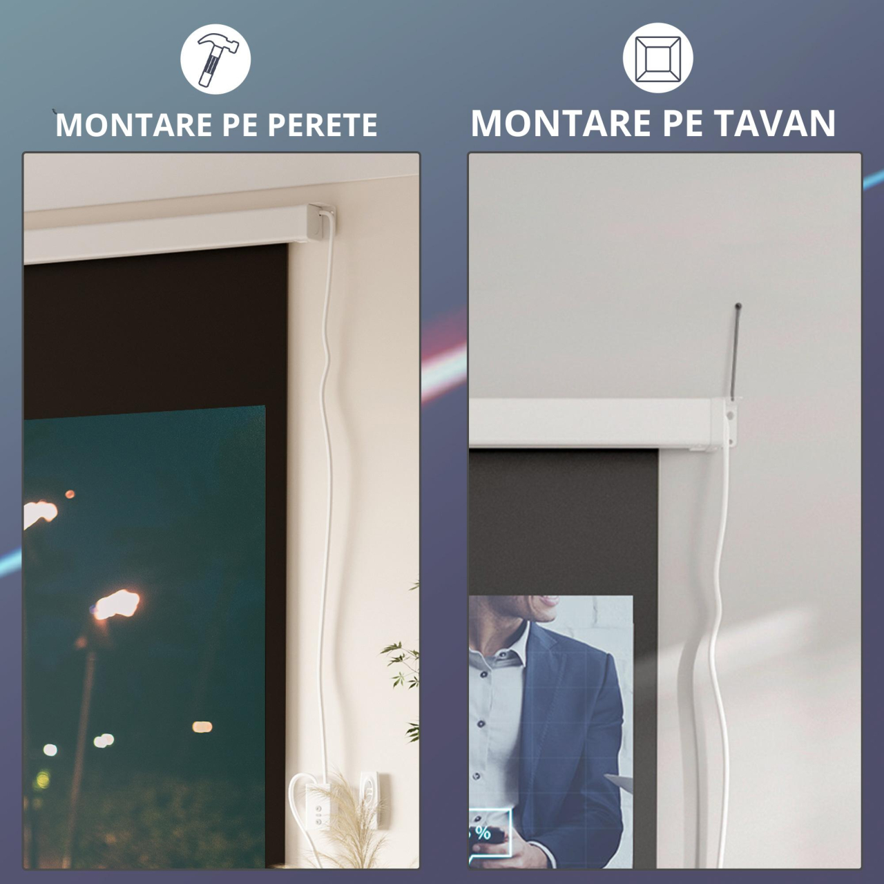 Ecran Proiector 100" - Montaj Pe Perete sau Tavan [7]