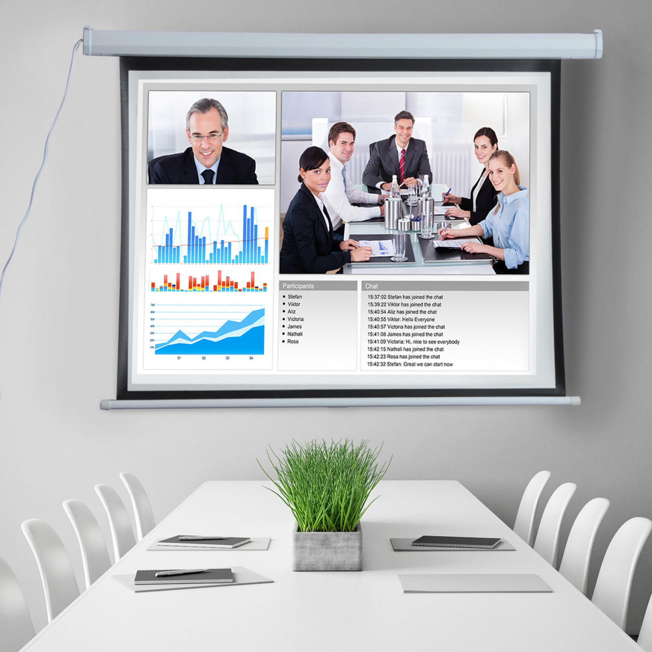 Ecran Proiector 120" - Motorizat, Alb, Ideal Home Cinema [2]