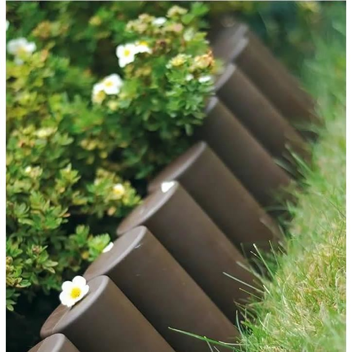 Palisada/bordura pentru gradina, maro, set 8 buc, 27x24 cm, 2.16 m [10]
