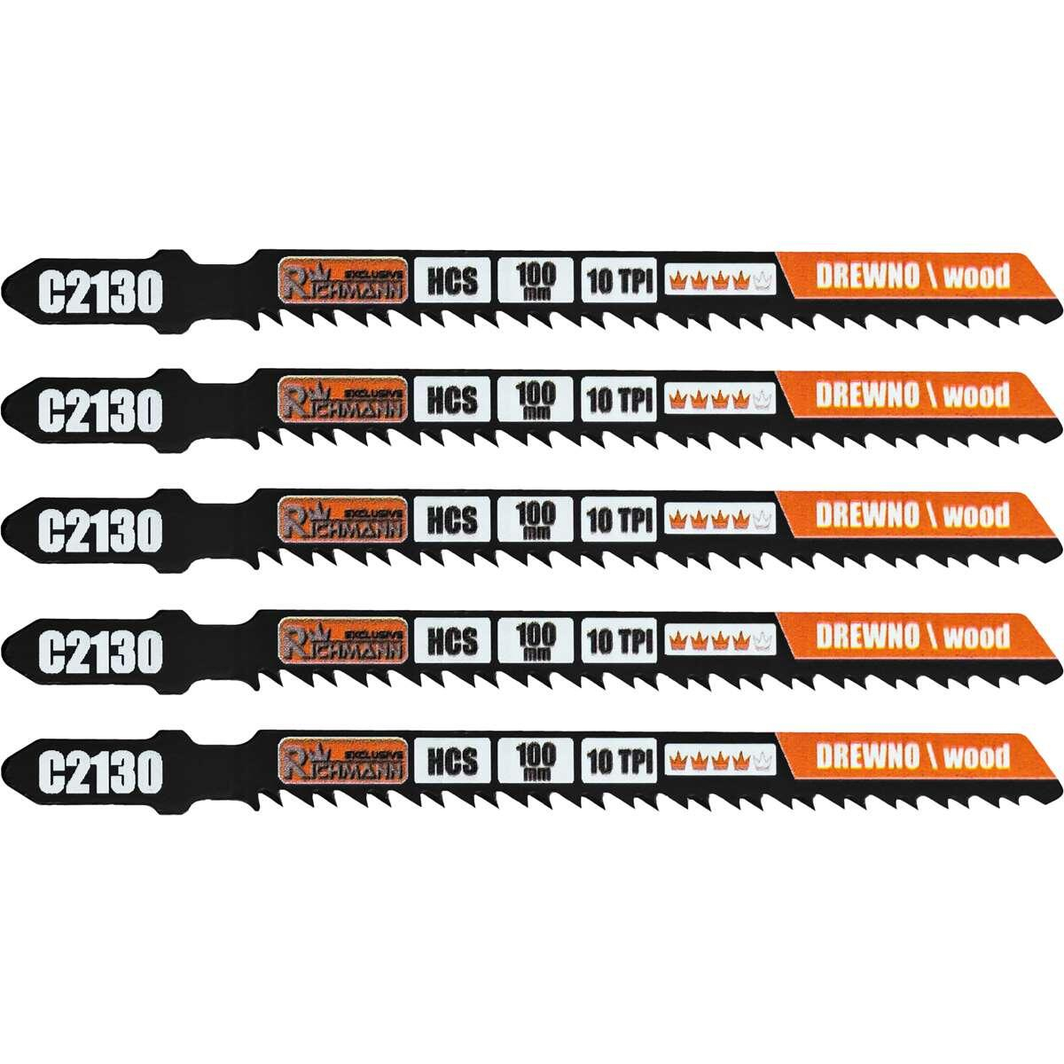 Panza, lama, fierastrau pendular, pentru lemn, HCS, prindere tip T, dinti orientati invers, 10 TPI, set 5 buc, 100 mm, Richmann Exclusive [2]