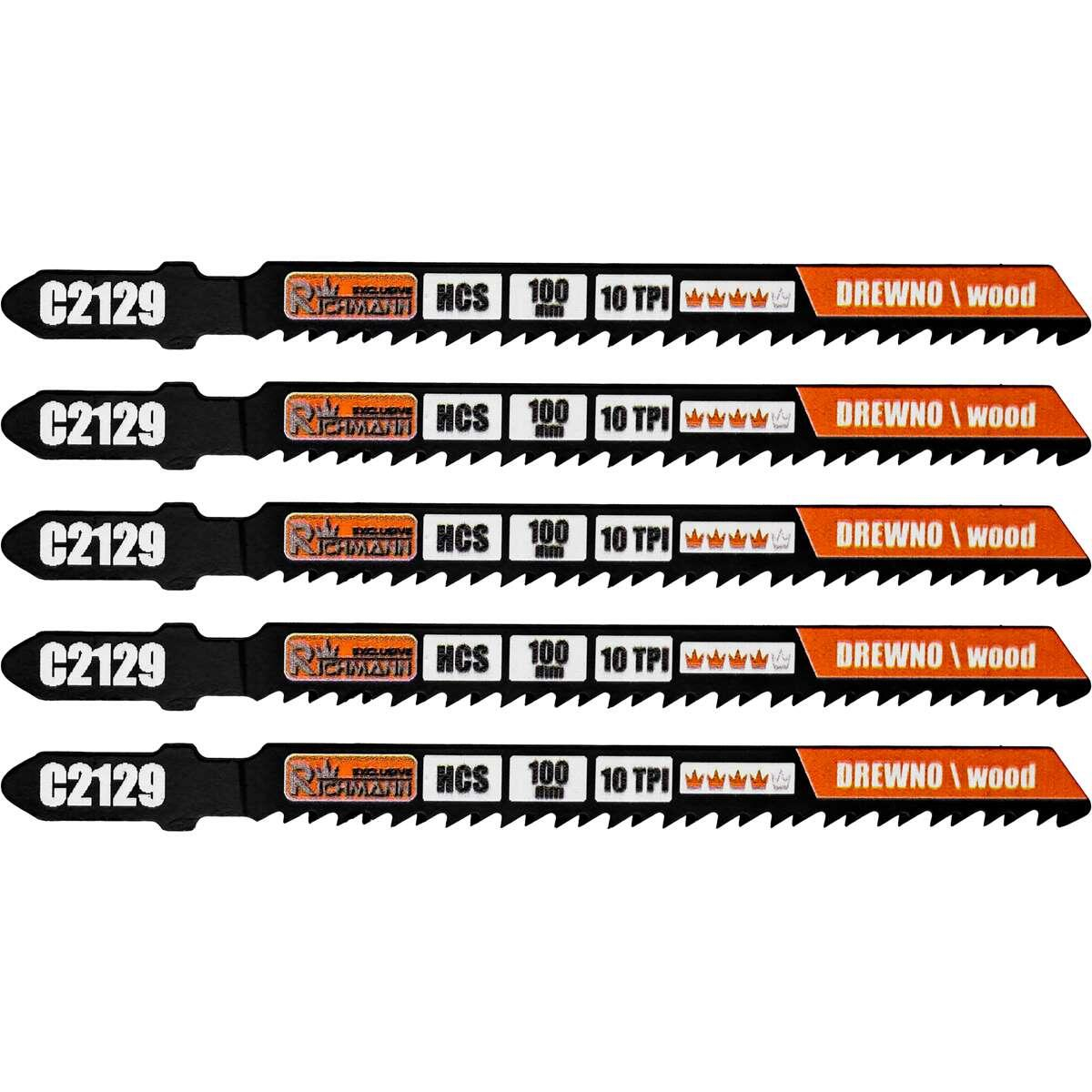 Panza, lama, fierastrau pendular, pentru lemn, HCS, prindere tip T, taiere precisa, 10 TPI, set 5 buc, 100 mm, Richmann Exclusive [2]