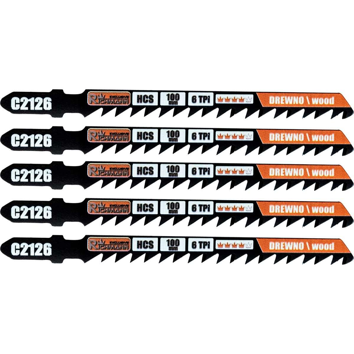 Panza, lama, fierastrau pendular, pentru lemn, HCS, prindere tip T, taiere precisa, 6 TPI, set 5 buc, 100 mm, Richmann Exclusive [2]