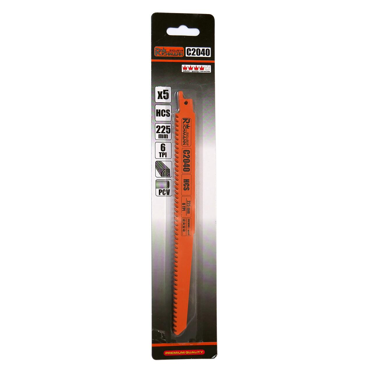 Panza, lama, fierastrau tip sabie, pentru lemn, HCS, 6 TPI, set 5 buc, 225 mm, Richmann Exclusive [2]