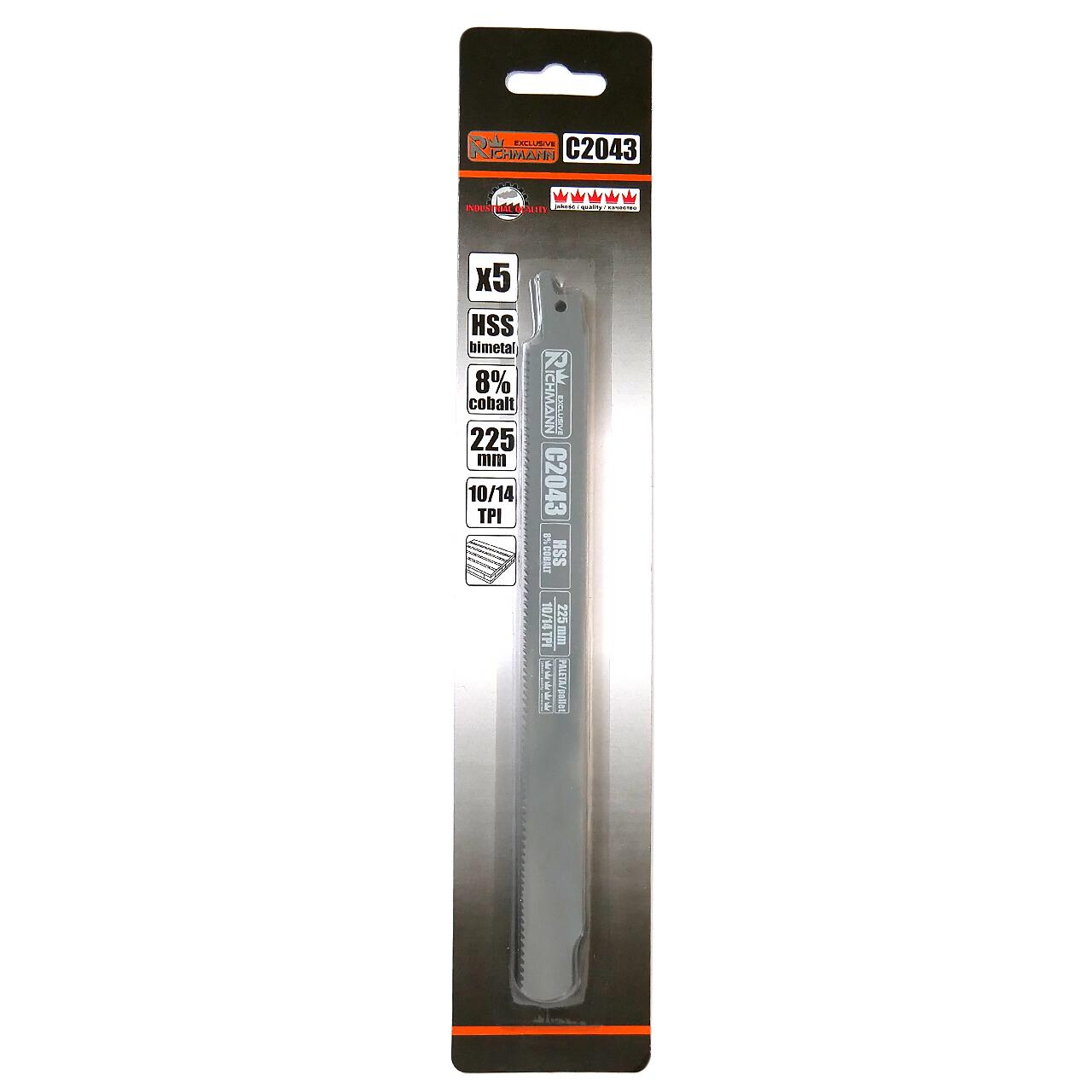 Panza, lama, fierastrau tip sabie, pentru lemn, HSS bimetal-Cobalt, 10/14 TPI, set 5 buc, 225 mm, Richmann Exclusive [2]