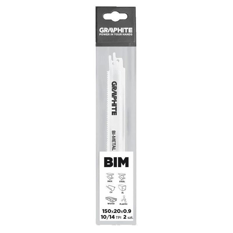 Panza, lama, fierastrau tip sabie, pentru lemn, metal, BIM, 10/14 TPI, set 2 buc, 150 mm, Graphite [2]