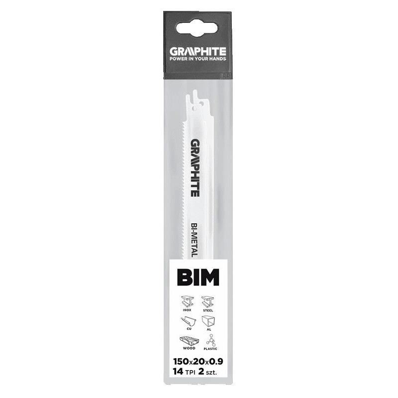 Panza, lama, fierastrau tip sabie, pentru lemn, metal, BIM, 14 TPI, set 2 buc, 150 mm, Graphite [2]